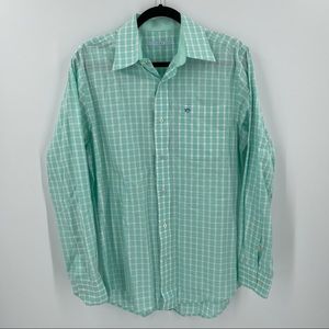 Southern Tide Button Down Checkered Shirt Aqua Mens Size Small